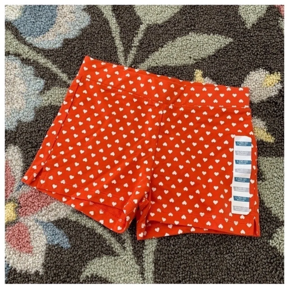Old Navy Girls Red White Hearts Polka Dots Sailor Shorts New Tag Large 10/12